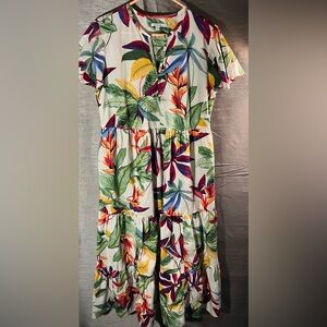 Chico's Tropical Floral Maxi Dress - Multicolor 100% cotton Size 2